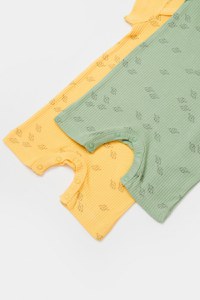 Set 2 salopete scurte Printed, BabyCosy, 50% modal+50% bumbac, Lamaie/Verde - 4