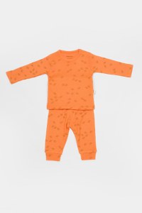 Set 3 piese:bluza, pantaloni si caciulita Printed, BabyCosy, 50% modal+50% bumbac, Apricot - 2