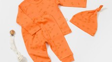 Set 3 piese:bluza, pantaloni si caciulita Printed, BabyCosy, 50% modal+50% bumbac, Apricot