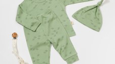 Set 3 piese:bluza, pantaloni si caciulita Printed, BabyCosy, 50% modal+50% bumbac, Verde