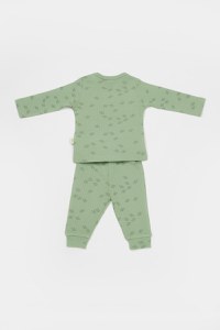 Set 3 piese:bluza, pantaloni si caciulita Printed, BabyCosy, 50% modal+50% bumbac, Verde - 4