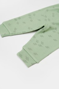 Set 3 piese:bluza, pantaloni si caciulita Printed, BabyCosy, 50% modal+50% bumbac, Verde - 6