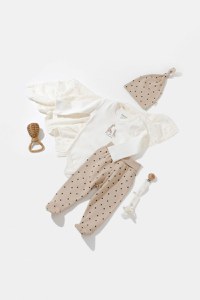 Set 3 piese: body, pantaloni si caciulita Girafa, BabyCosy, 100% bumbac organic - 2