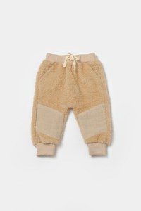 Set bluza cu buzunar si pantaloni Ursulet, Winter muselin, 100% bumbac dublat - Apricot, BabyCosy - 6