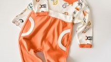 Set bluzita cu maneca lunga si pantaloni lungi, 100% bumbac organic, BabyCosy, Portocaliu