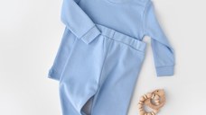 Set bluzita cu maneca lunga si pantaloni lungi - bumbac organic 100% - Bleu, BabyCosy