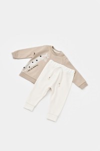 Set bluzita cu maneca lunga si pantaloni lungi cu buline Girafa, BabyCosy, 100% bumbac organic, Mink - 8