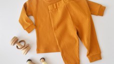 Set bluzita cu maneca lunga si pantaloni lungi din bumbac organic si 5% elastan - Sofran, BabyCosy