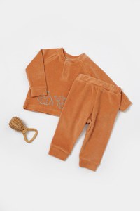 Set bluzita si pantaloni Elefant, 80%bumbac organic si 20% poliester - Caramiziu, BabyCosy - 1