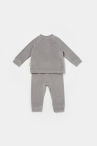 Set bluzita si pantaloni Elefant, 80%bumbac organic si 20% poliester - Gri, BabyCosy - 2