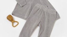 Set bluzita si pantaloni Elefant, 80%bumbac organic si 20% poliester - Gri, BabyCosy