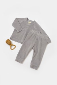 Set bluzita si pantaloni Elefant, 80%bumbac organic si 20% poliester - Gri, BabyCosy - 1