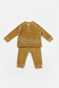 Set bluzita si pantaloni Elefant, 80%bumbac organic si 20% poliester - Mustar, BabyCosy - 2