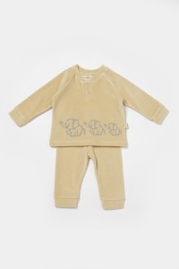 Set bluzita si pantaloni Elefant, 80%bumbac organic si 20% poliester - Stone, BabyCosy - 2