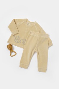 Set bluzita si pantaloni Elefant, 80%bumbac organic si 20% poliester - Stone, BabyCosy - 1