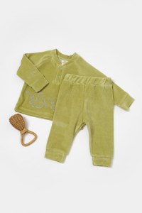 Set bluzita si pantaloni Elefant, 80%bumbac organic si 20% poliester - Verde, BabyCosy - 1