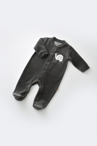 Set Broscuta cu salopeta si body din 80%bumbac organic si 20% poliester - Antracit, BabyCosy - 3