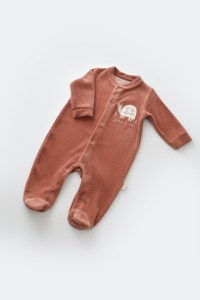 Set Broscuta cu salopeta si body din 80%bumbac organic si 20% poliester - Caramiziu, BabyCosy - 3