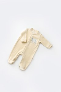 Set Broscuta cu salopeta si body din 80%bumbac organic si 20% poliester - Crem, BabyCosy - 4