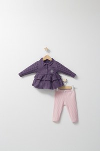 Set cu pantalonasi si camasuta in carouri pentru bebelusi Ballon, Tongs baby - 2