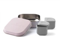 Set cutie cu 2 silipods pentru mancare bebelusi Miniware Grow bento, 3 piese, Cotton Candy+Grey - 3