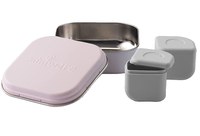 Set cutie cu 2 silipods pentru mancare bebelusi Miniware Grow bento, 3 piese, Cotton Candy+Grey - 1