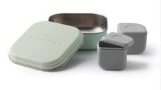 Set cutie cu 2 silipods pentru mancare bebelusi Miniware Grow bento, 3 piese, Keylime+Grey