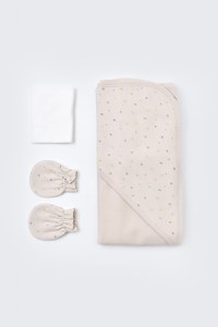 Set de 10 piese pentru nou nascut - 100% bumbac organic - Crem cu buline, BabyCosy - 9