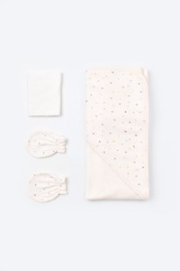 Set de 10 piese pentru nou nascut - 100% bumbac organic - Ecru cu buline, BabyCosy - 12