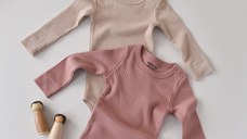 Set de 2 body-uri cu maneca lunga din bumbac organic si modal - Roz/Blush BabyCosy