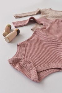 Set de 2 body-uri cu maneca lunga din bumbac organic si modal - Roz/Blush BabyCosy - 3