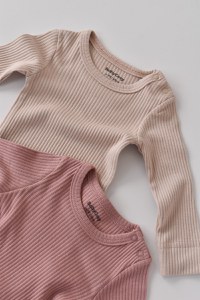 Set de 2 body-uri cu maneca lunga din bumbac organic si modal - Roz/Blush BabyCosy - 4