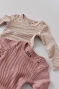 Set de 2 body-uri cu maneca lunga din bumbac organic si modal - Roz/Blush BabyCosy - 5