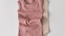 Set de 2 body-uri fara maneci din bumbac organic si modal - Roz/Blush BabyCosy