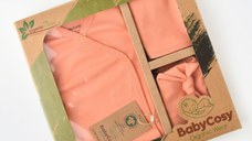 Set de 5 piese pentru nou nascut - 100% bumbac organic - Roz Piersica, BabyCosy