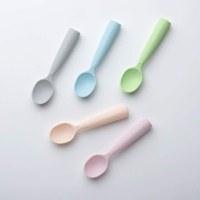 Set de lingurite bebelusi Miniware, 100% silicon alimentar, Grey+Cotton candy - 5