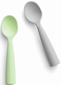 Set de lingurite bebelusi Miniware, 100% silicon alimentar, Grey+Keylime - 1