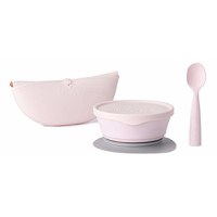 Set diversificare hrana bebelusi Miniware First Bites Deluxe, 100% din materiale naturale biodegradabile, 4 piese, Cotton candy - 1