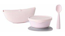 Set diversificare hrana bebelusi Miniware First Bites Deluxe, 100% din materiale naturale biodegradabile, 4 piese, Cotton candy