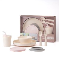 Set diversificare hrana bebelusi Miniware Little Foodie, 100% din materiale naturale biodegradabile, 6 piese, Vanilla+Cotton candy - 1