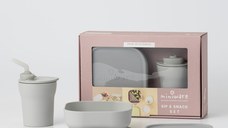 Set diversificare hrana bebelusi Miniware Sip&Snack, 100% din materiale naturale biodegradabile, 3 piese, Grey