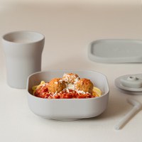 Set diversificare hrana bebelusi Miniware Sip&Snack, 100% din materiale naturale biodegradabile, 3 piese, Grey - 3