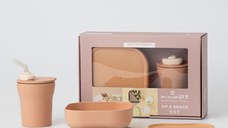 Set diversificare hrana bebelusi Miniware Sip&Snack, 100% din materiale naturale biodegradabile, 3 piese, Toffee