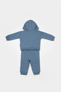 Set hanorac cu gluga si pantaloni, Two thread, 100%bumbac organic - Indigo, BabyCosy - 2