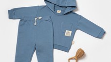 Set hanorac cu gluga si pantaloni, Two thread, 100%bumbac organic - Indigo, BabyCosy