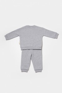 Set hanorac si pantaloni, Two thread, 100%bumbac organic - Gri, BabyCosy - 3