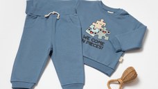 Set hanorac si pantaloni, Two thread, 100%bumbac organic - Indigo, BabyCosy