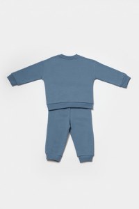 Set hanorac si pantaloni, Two thread, 100%bumbac organic - Indigo, BabyCosy - 3