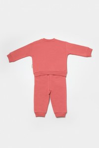 Set hanorac si pantaloni, Two thread, 100%bumbac organic - Rose, BabyCosy - 2