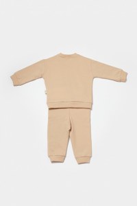 Set hanorac si pantaloni, Two thread, 100%bumbac organic - Stone, BabyCosy - 2